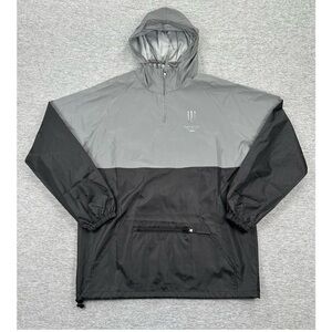 Monster Energy Ultra Jacket Mens X-Large Gray Black Reflective Hooded Anorak